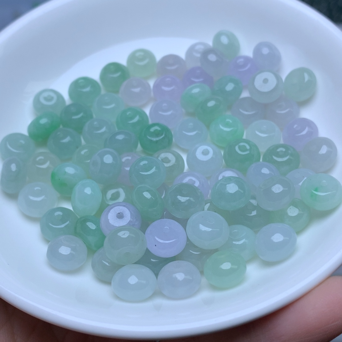 【闪购商品】翡翠手链未镶嵌卡5.4乘8.5冰鼓珠5个