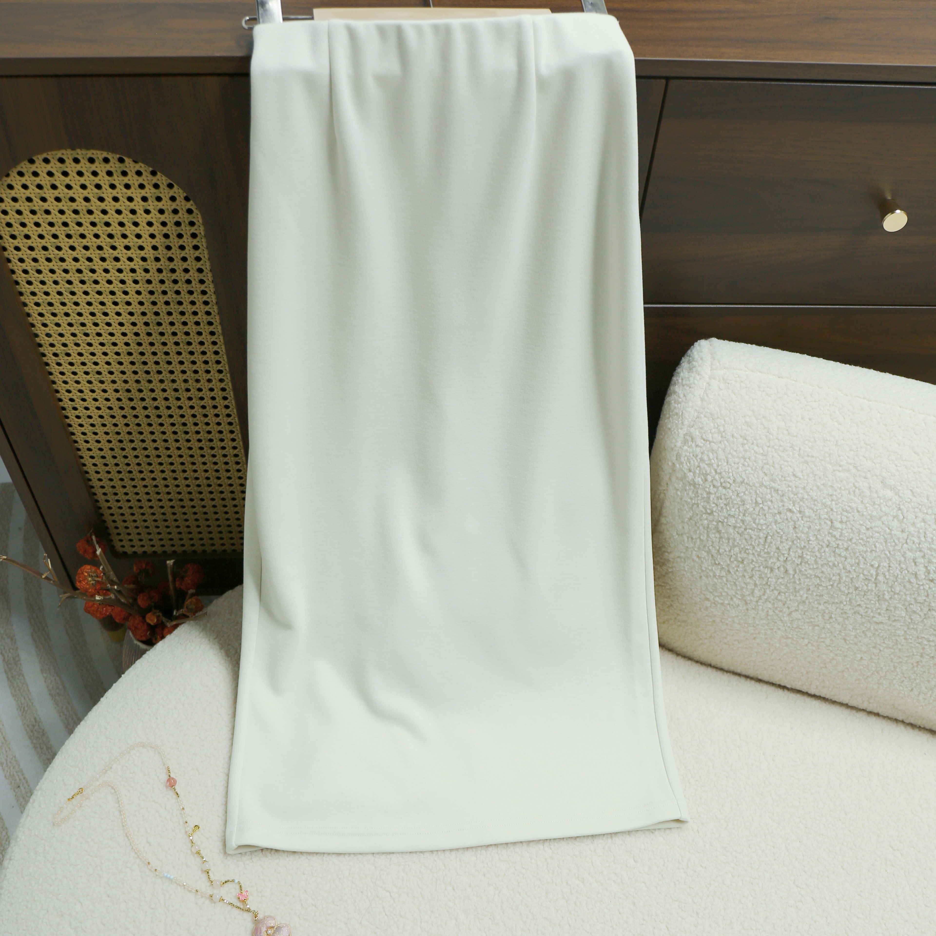 《岁暖》2025新款国风新中式气质日常重工醋酸羊毛弹力半裙2400