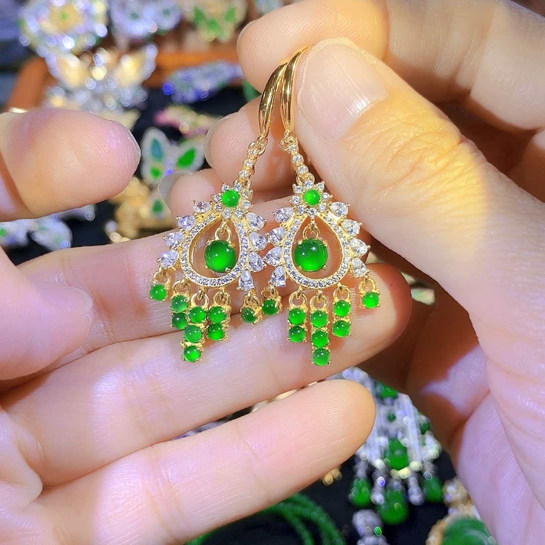 吊坠(不含链)银S925镶嵌翡翠