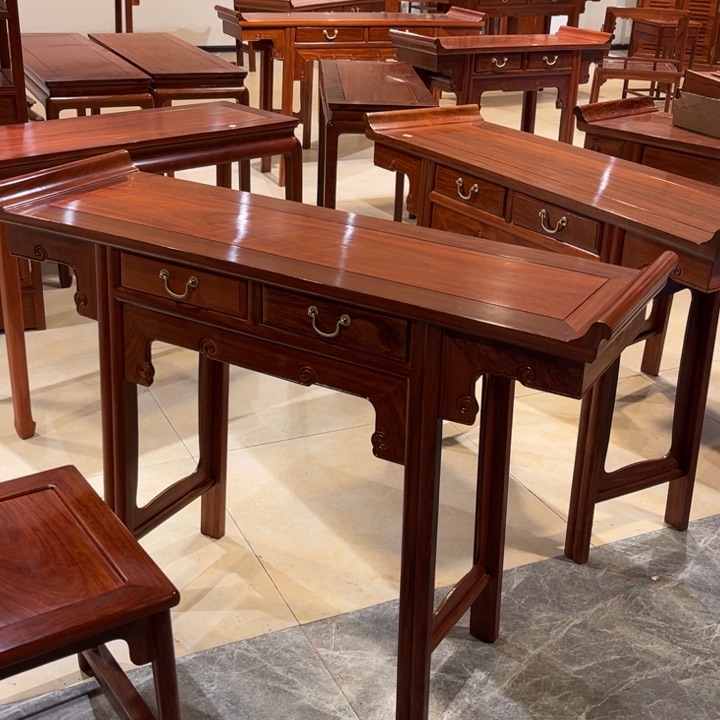 紫檀木类家具发缅花翘头案