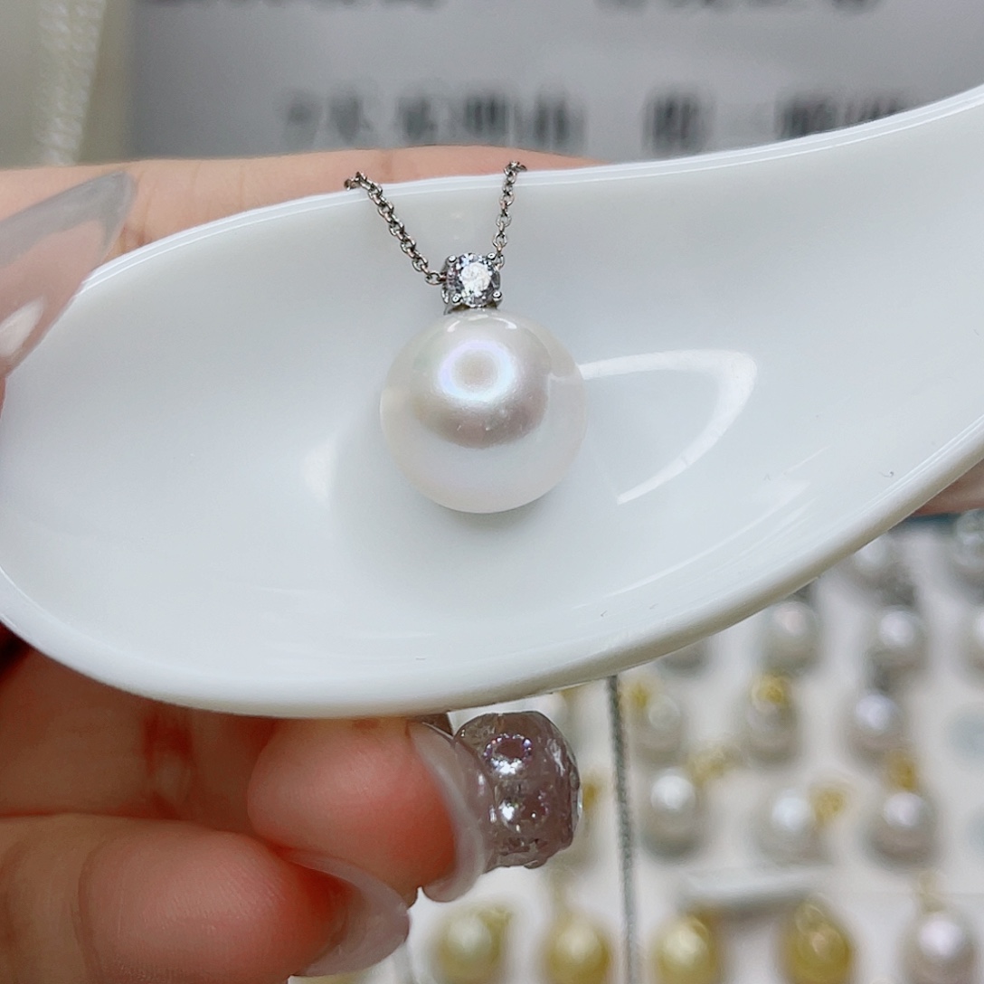 淡水珍珠银S925镶嵌吊坠(不含链)