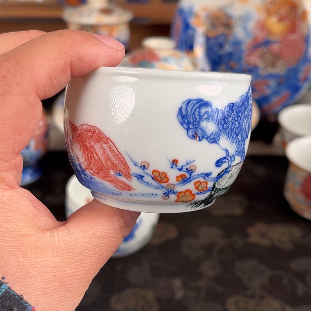 斗彩梅开鹉福主人杯