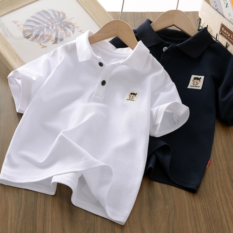 男童透气网眼棉短袖T恤2025夏季儿童纯色翻领上衣中大童半袖POLO