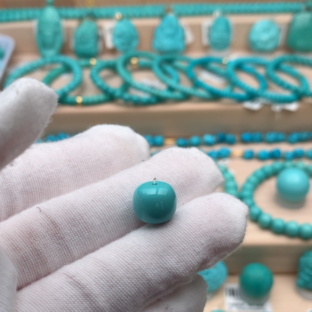 韩***巴绿松石未镶嵌珠宝奇石11mm