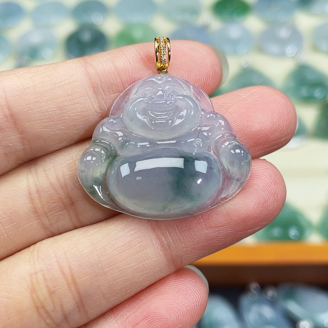 翡翠颈饰18K金镶嵌吊坠