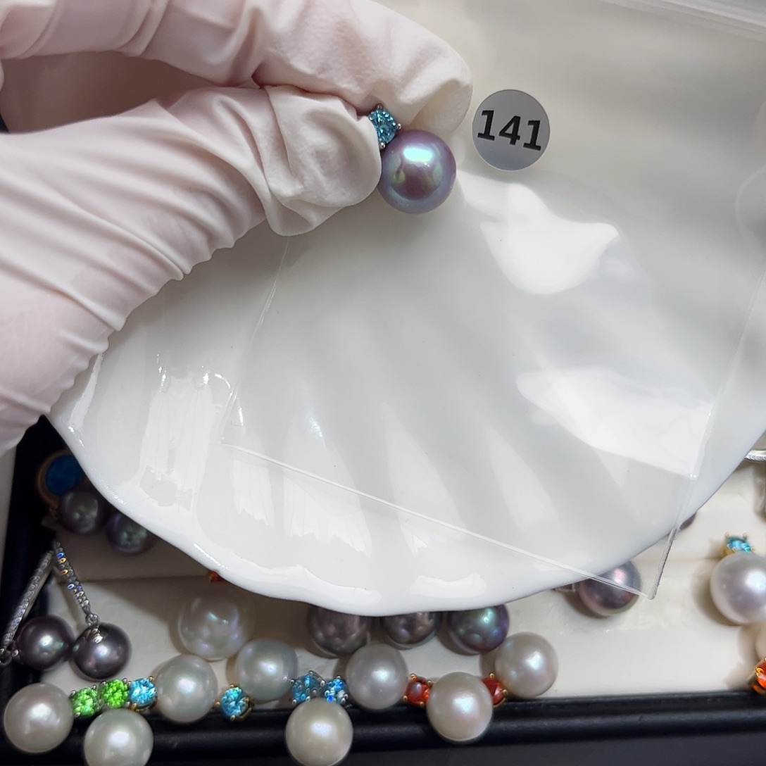 耳饰银S925镶嵌淡水珍珠