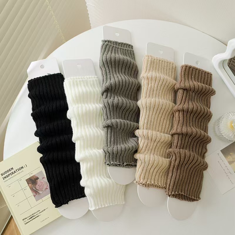 纯色针织袜套秋冬保暖中筒袜y2k原宿风辣妹日系学院风堆堆袜女