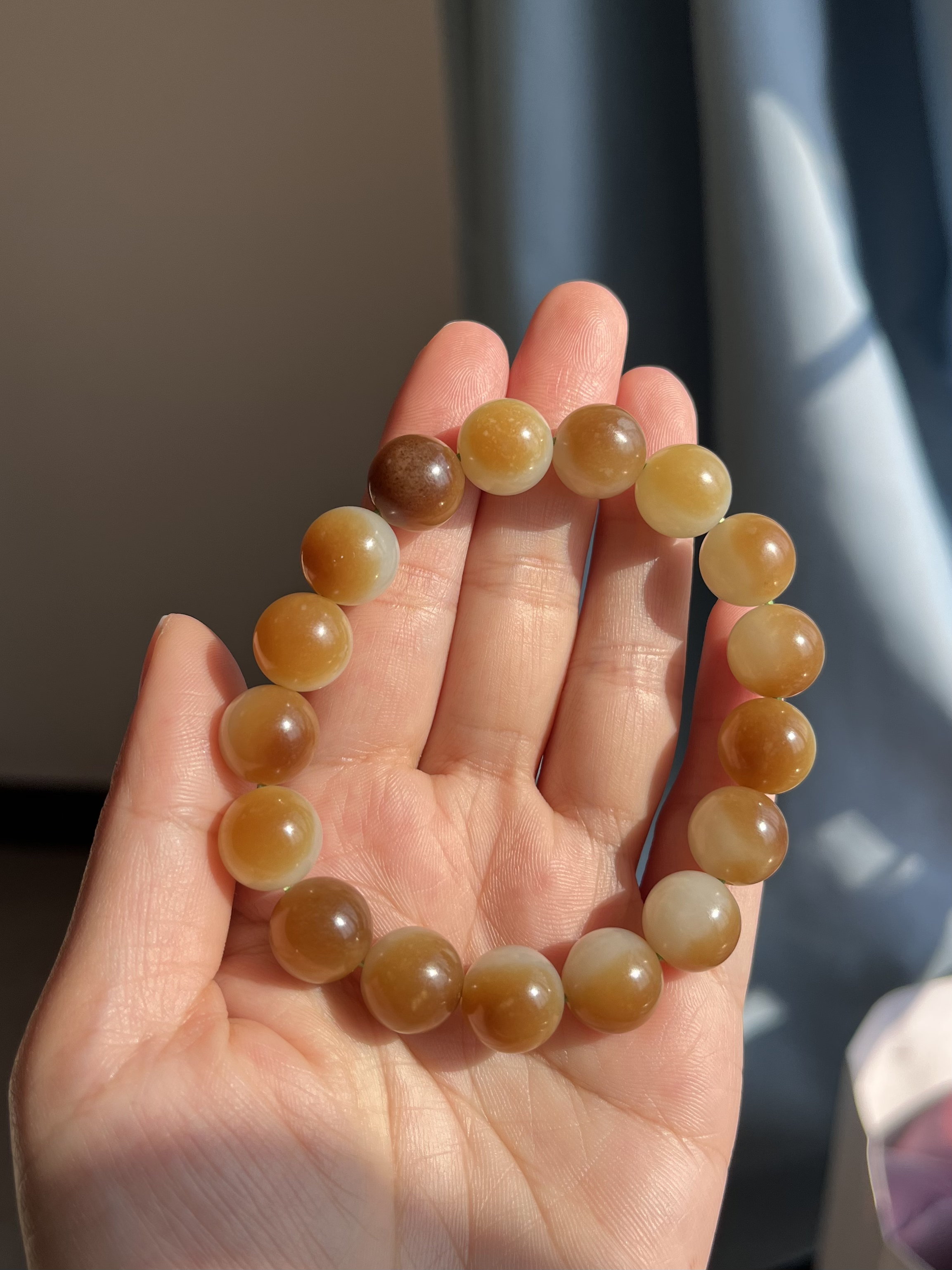 c009新疆且末糖白聚宝盆和田玉圆珠手串