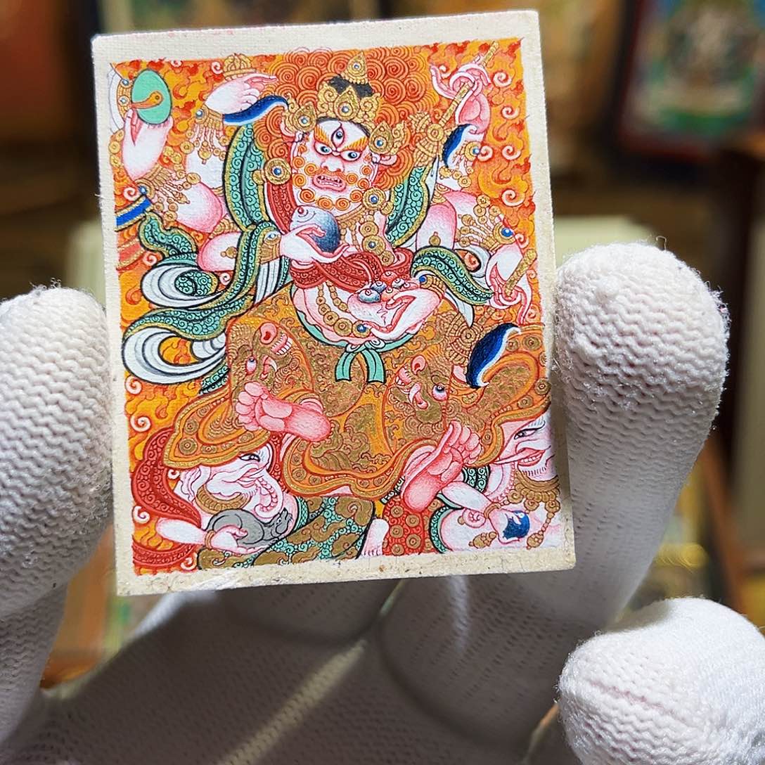 吊坠铁***播热贡纯手绘白六臂