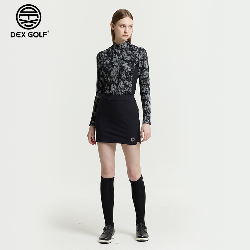 DEXGOLF高尔夫女士秋季长袖T恤3308印花圆领打底上衣修身弹力舒适