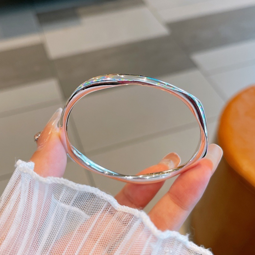 足银手镯 足银999莫比乌饰闭口银手镯52-60圈口约27克