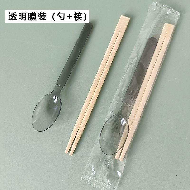 一次性筷子勺子二合一餐具套装勺筷两件套餐勺外卖拌饭硬勺