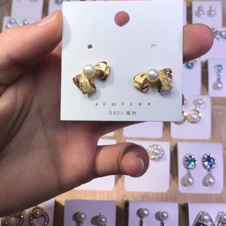 淡水珍珠耳饰银S925镶嵌