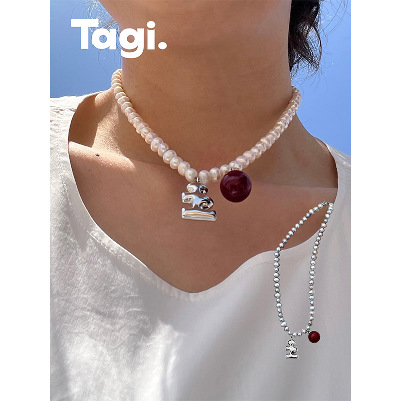 锌合金树脂项链 Tagi.《奶油樱桃》想象樱桃可爱时尚项链气质百搭