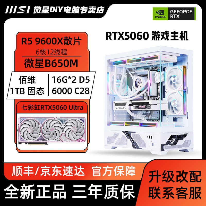 【高帧网游】R59600X+微星5060+西数1TB+32G电竞无卡吃鸡游戏主机