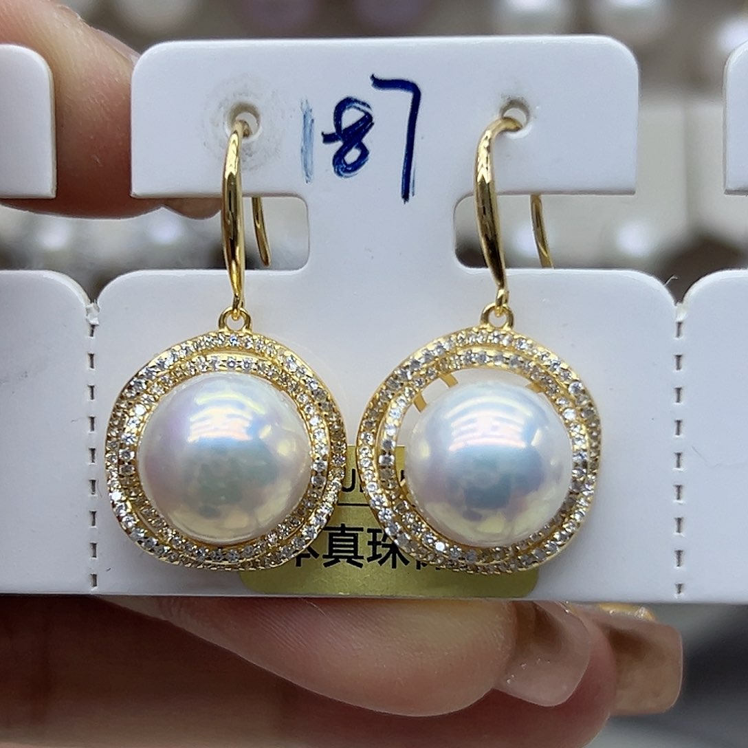 银S925镶嵌淡水珍珠耳饰李*晓