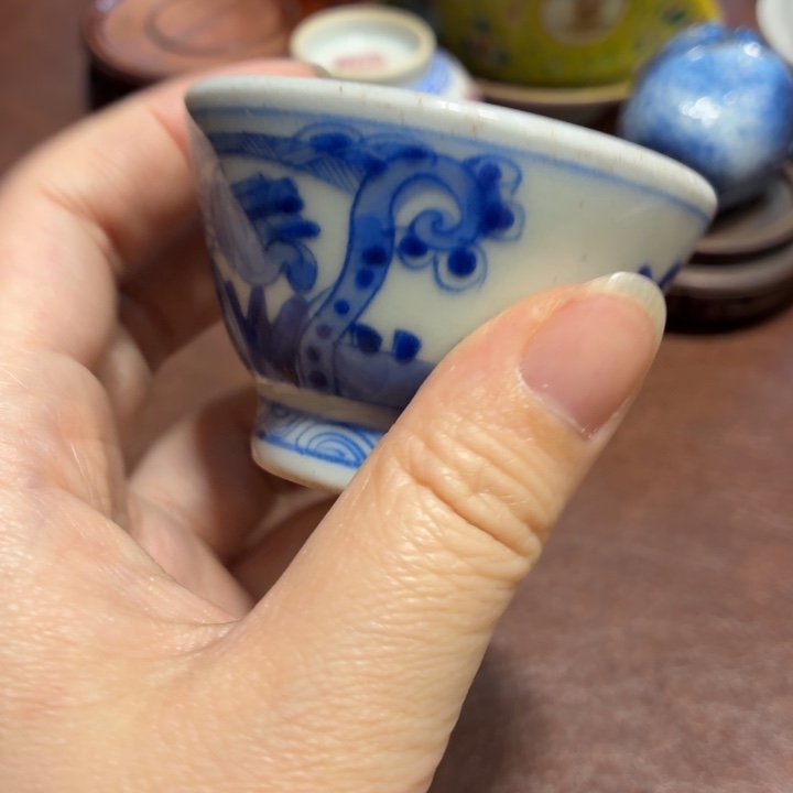 涛***嘉佳佳青花博古斗笠杯