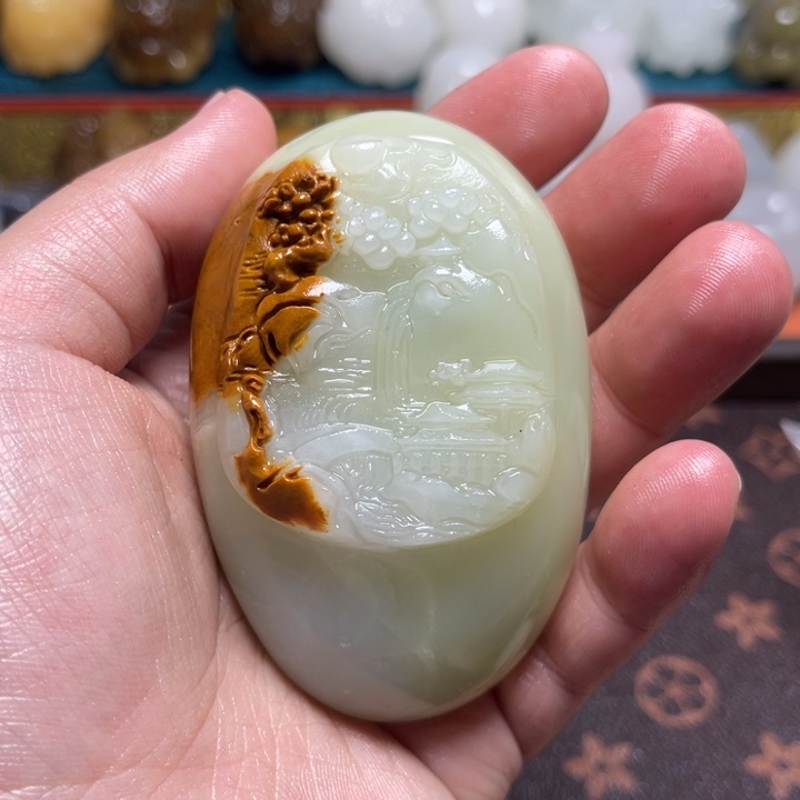 石材天然方解石手把件不退换