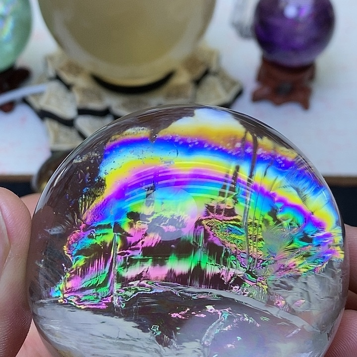 水晶彩虹白水晶球未镶嵌