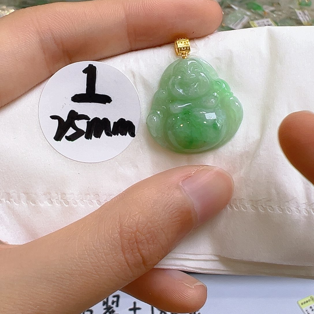 翡翠18K金镶嵌吊坠(不含链)翡翠