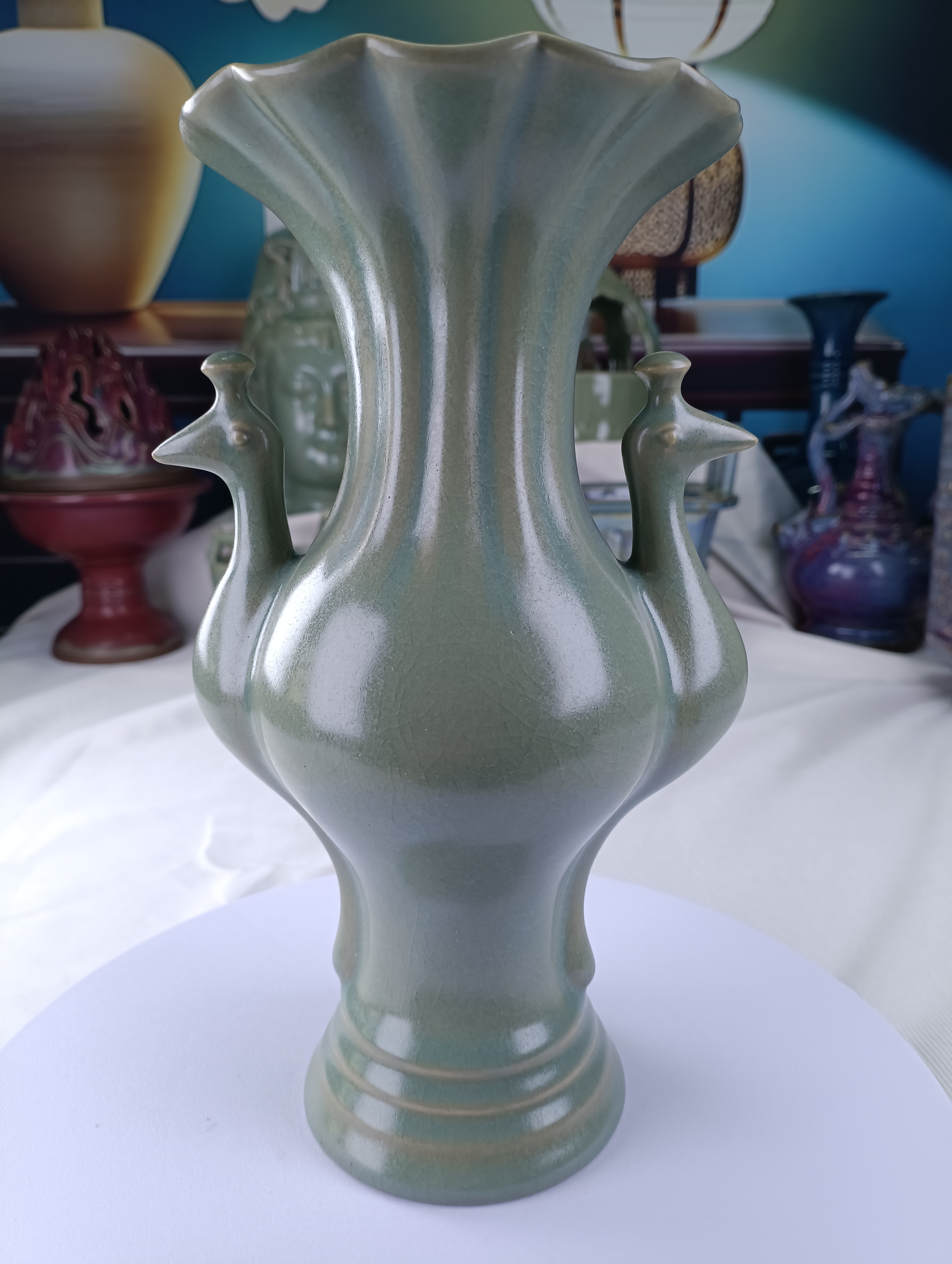 精美汝窑#双凤瓶#纯手工