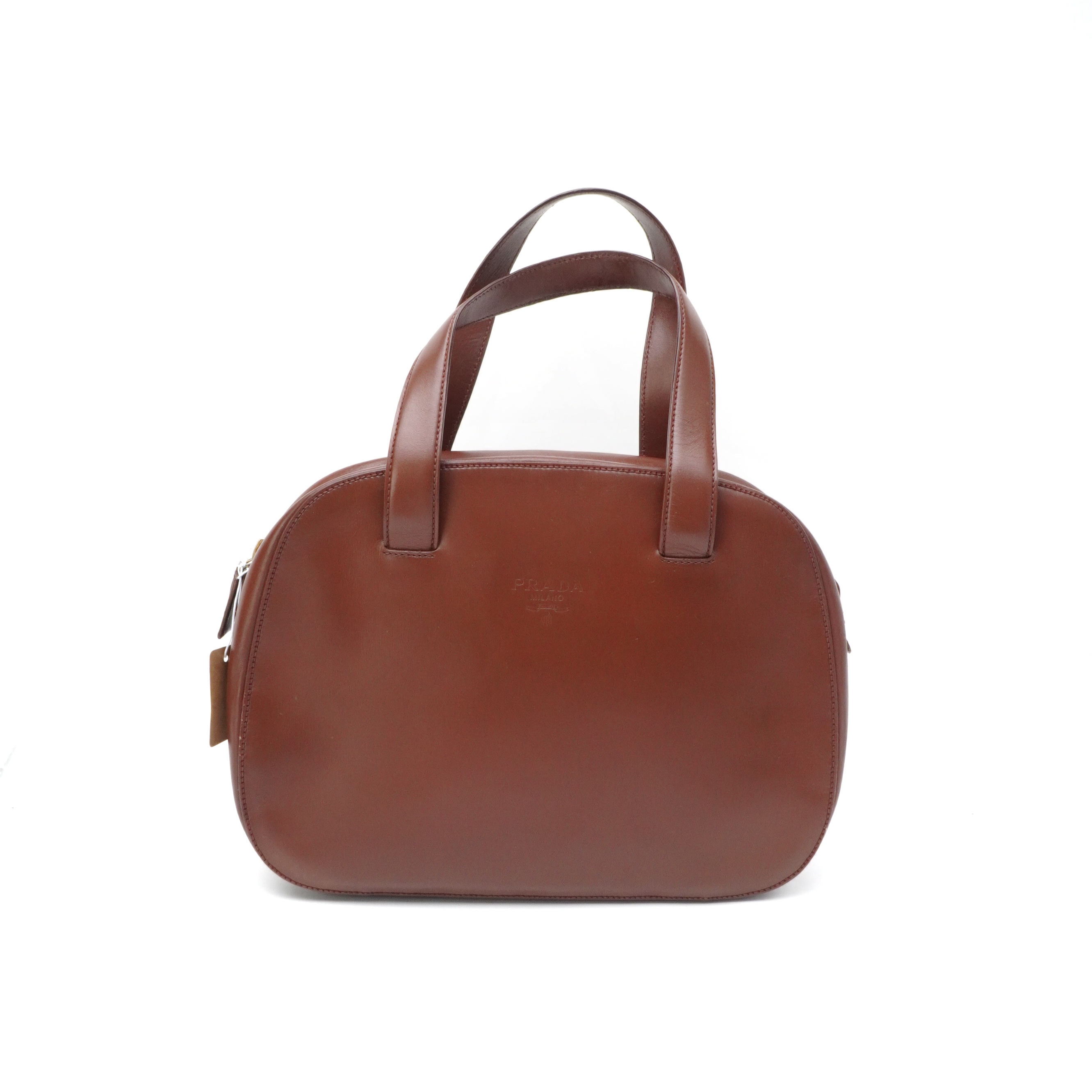 95新 Prada/普拉达 Prada 圆饼包 巧克力棕 1012