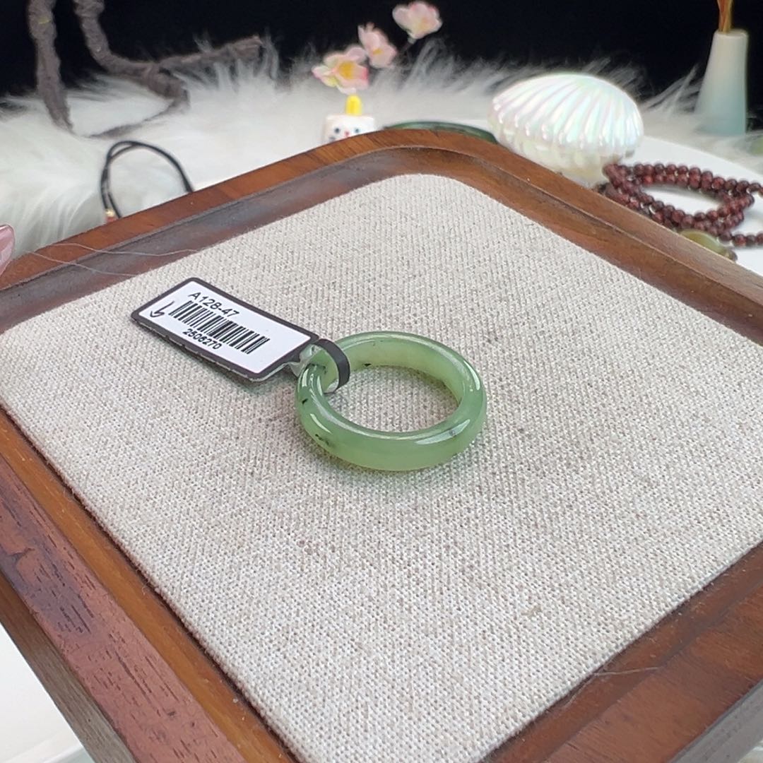 和田玉未镶嵌戒指N7乌兰海细条直径17.1不退换