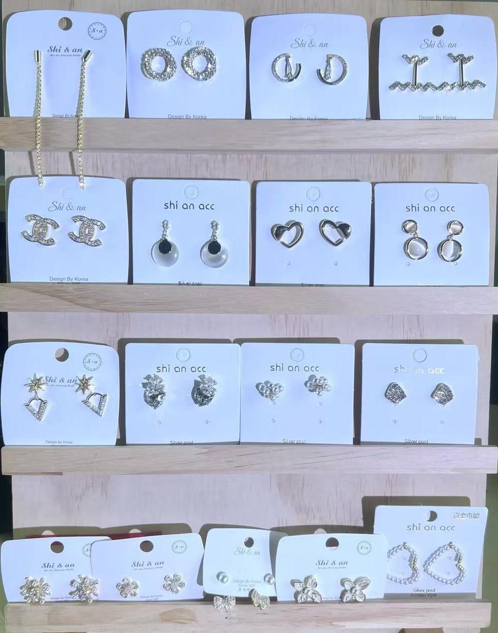 合金耳饰 甜美原创设计爱心/水滴/铃铛耳环时尚素款百搭