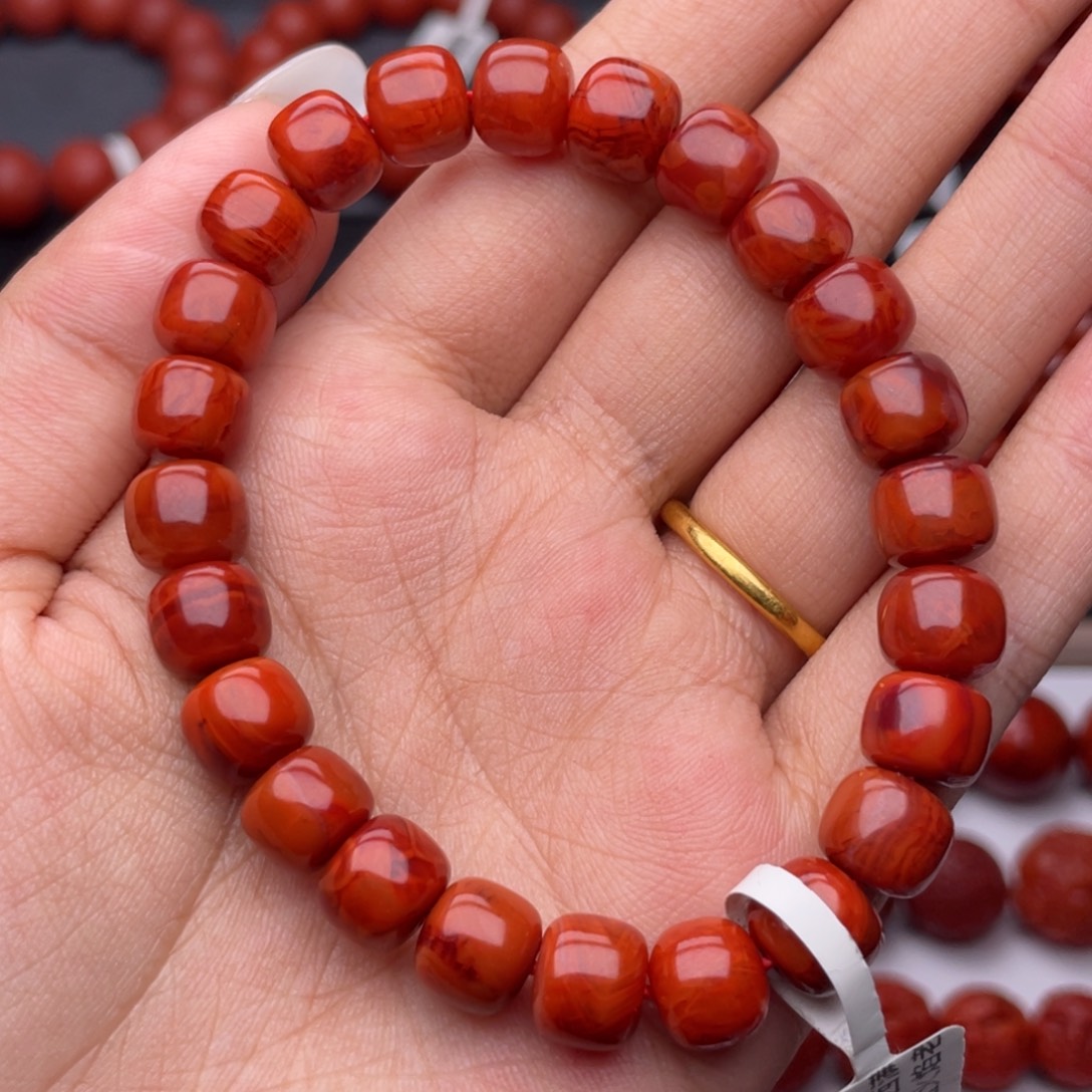 南红玛瑙未镶嵌手串Y9mm收藏满肉妖孽牛血火焰老型手串
