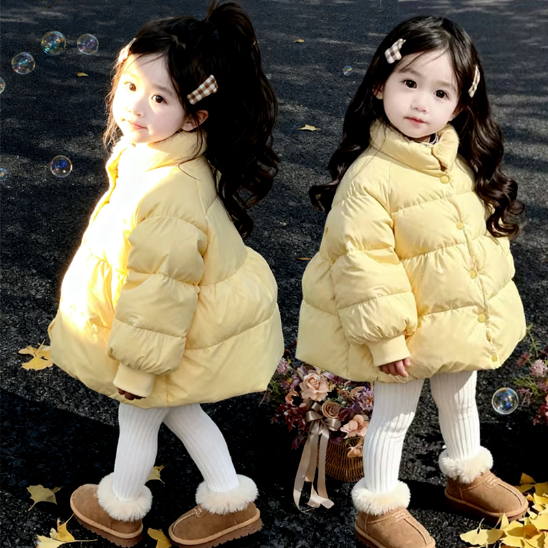 儿童羽绒服冬季2025新款宝宝法式气质白鸭绒保暖外套女童外出冬装