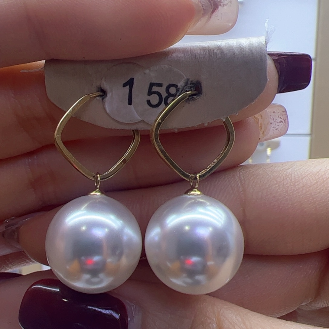 淡水珍珠耳饰18K金镶嵌