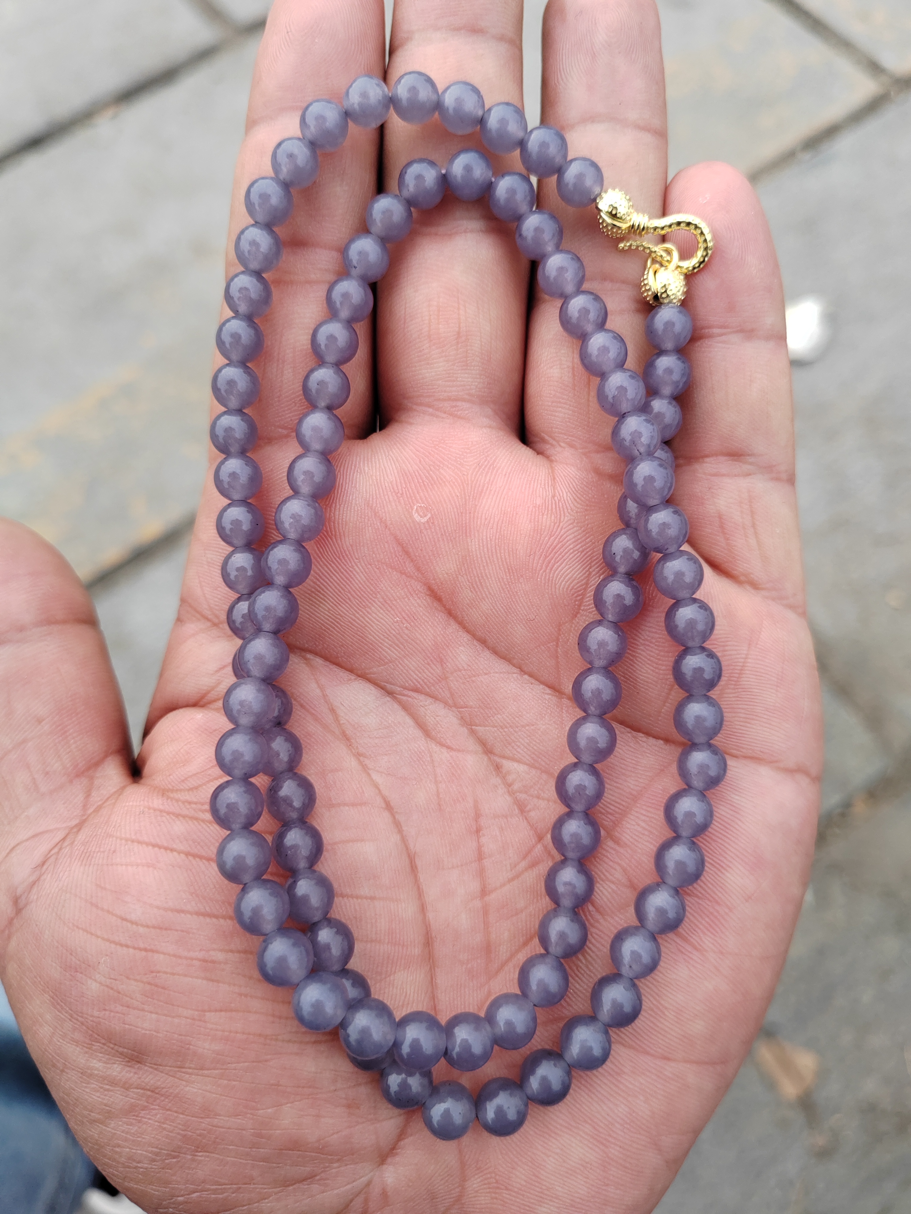 卡6mm 烟紫色项链