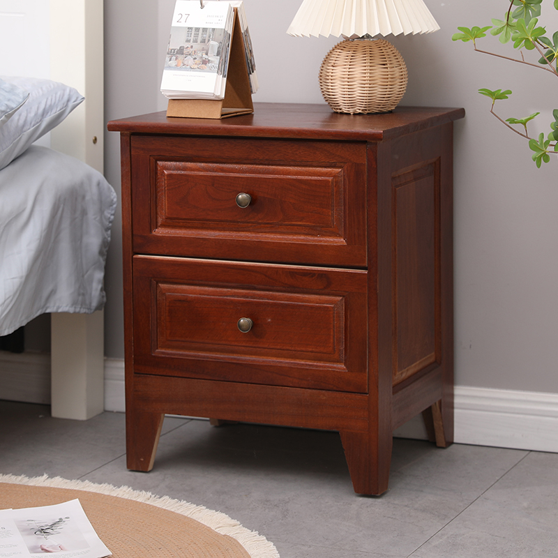 新款床头柜45×38×55厘米小型实木简易床边柜置物柜整装两斗柜