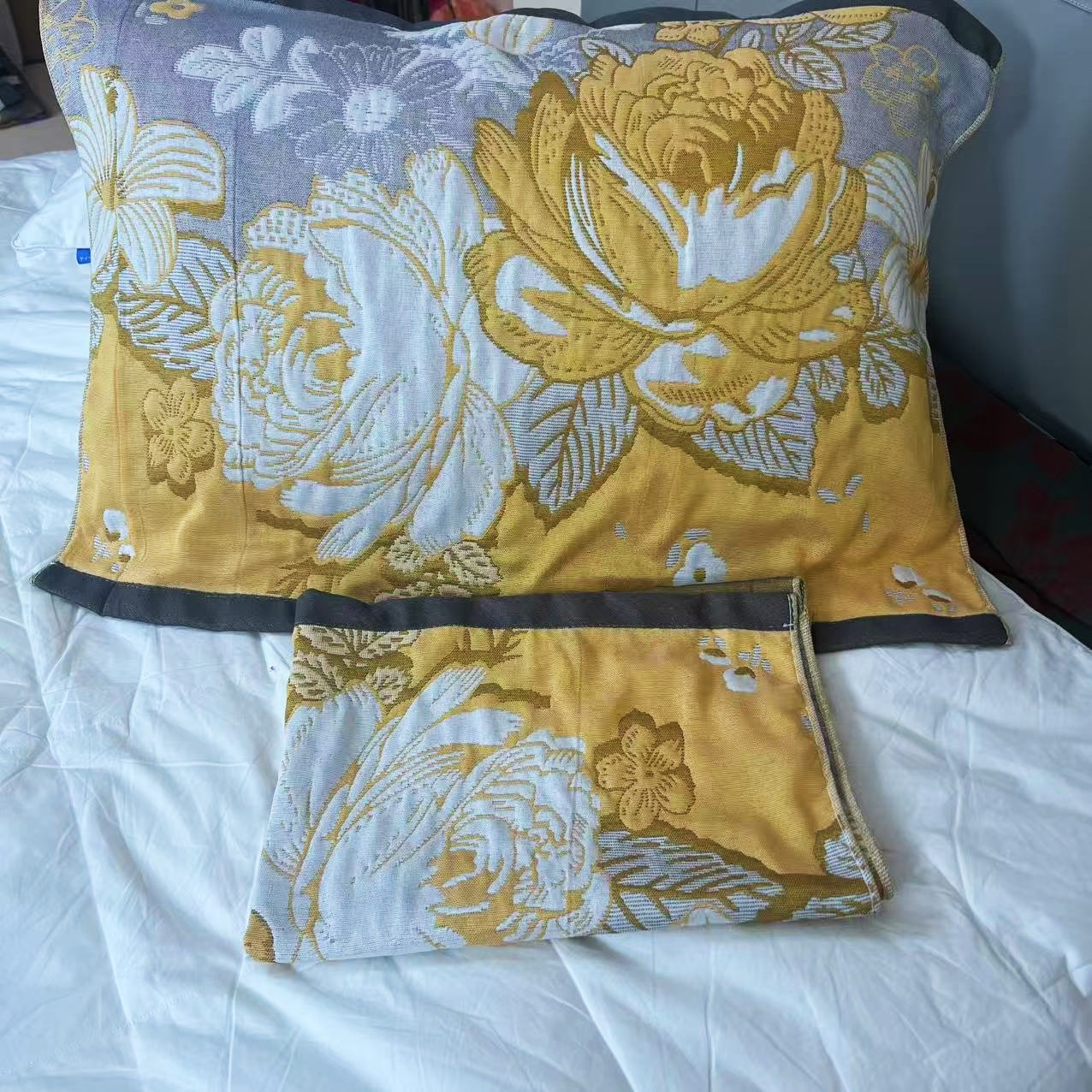 开播福利【浅紫金蔷】52*78纱布舒适柔软枕巾（一对装）