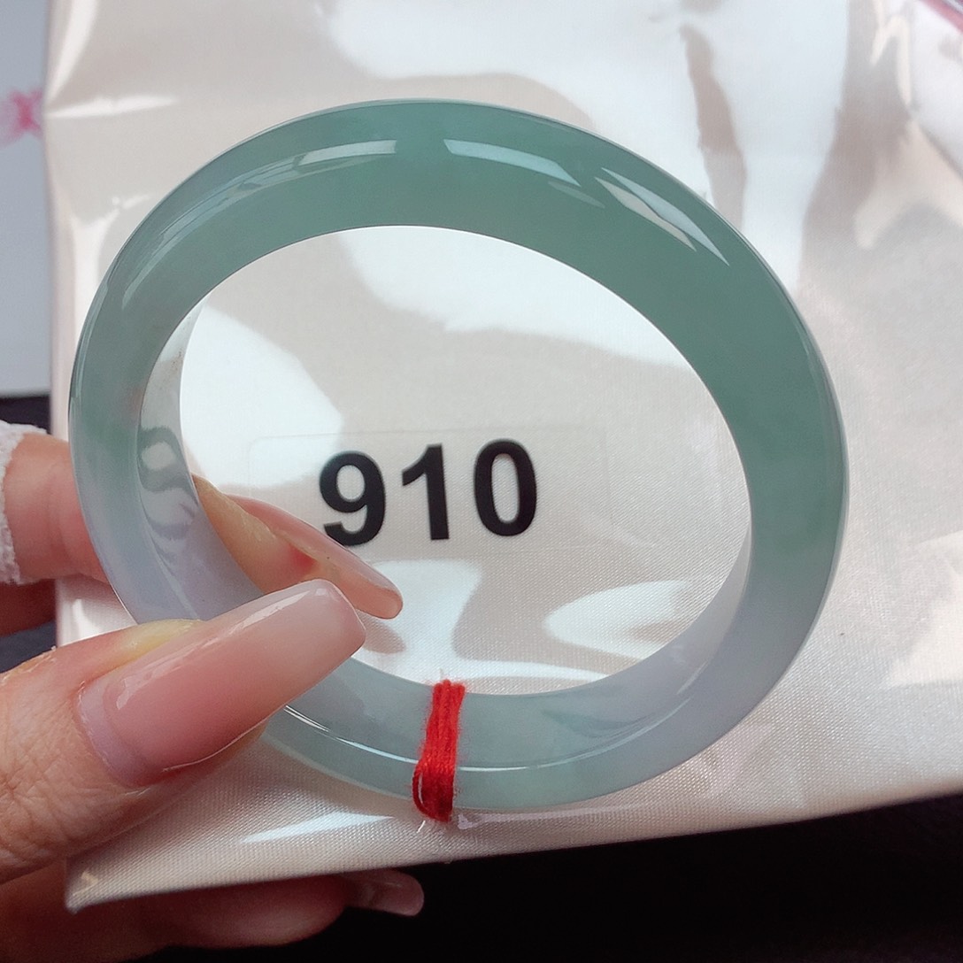 翡翠手镯未镶嵌忍*53.5冰胶细腻幻彩特色镯