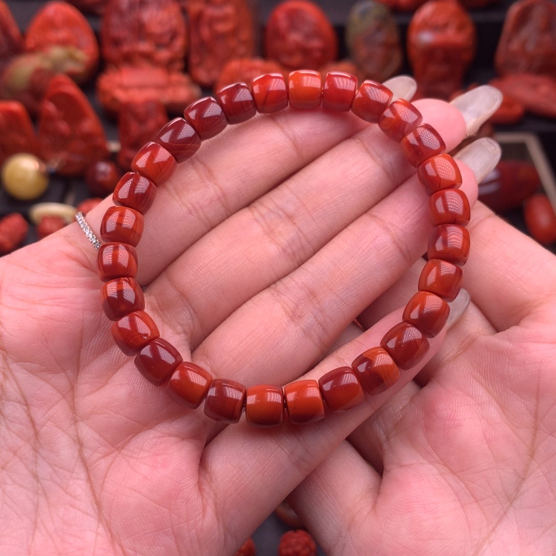 南红玛瑙南红川料直切手串7.7mm未镶嵌