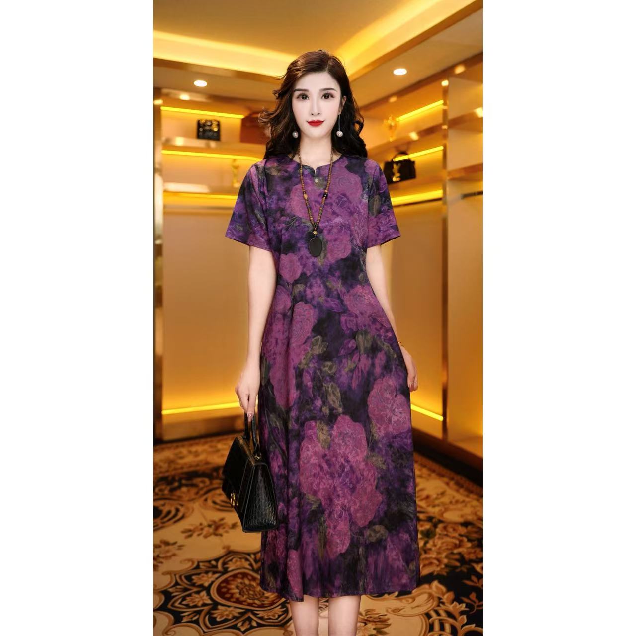 1432-1中高端专柜款气质显瘦连衣裙