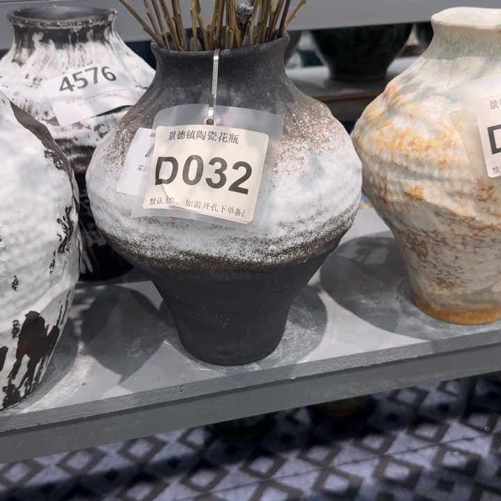 心***水瓷片景德镇高温花器编码032高28口8默认无孔