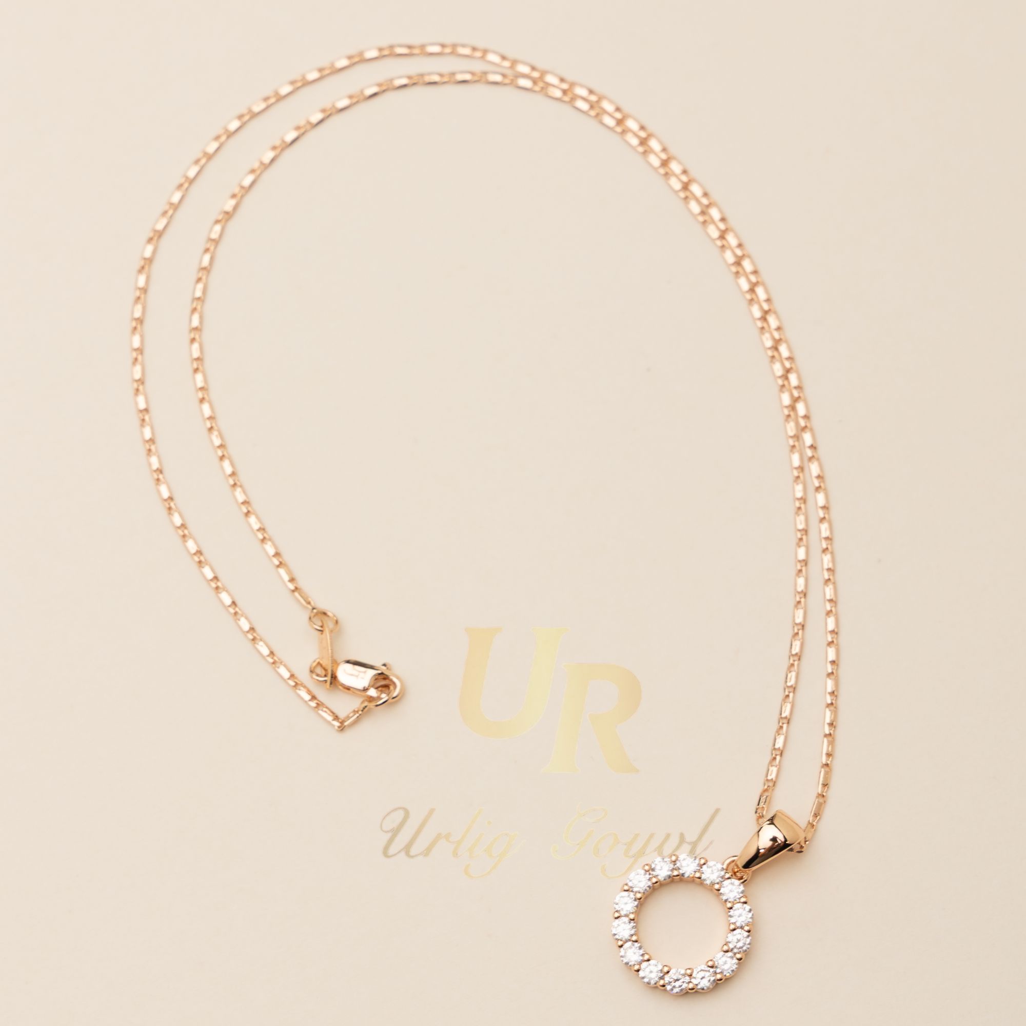 合金锆石耳饰 1-【顺丰包邮-无运费险】连钻项链45CM 玫瑰金色