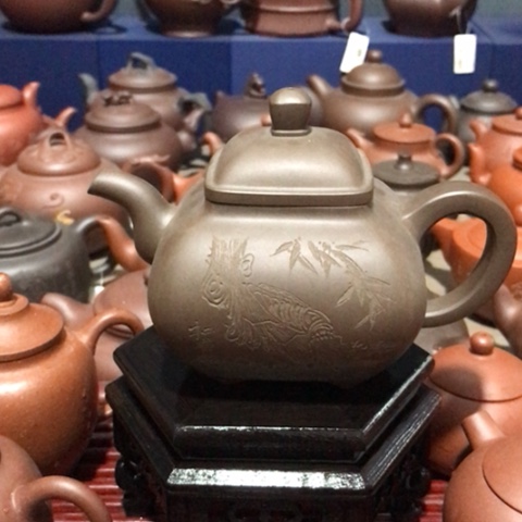 紫砂茶壶老*老紫泥四方传炉