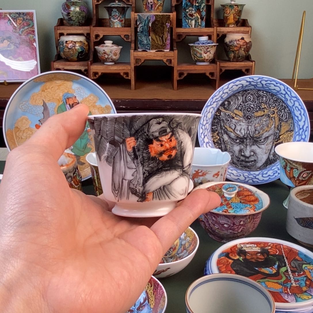 手工手绘钟馗主人杯