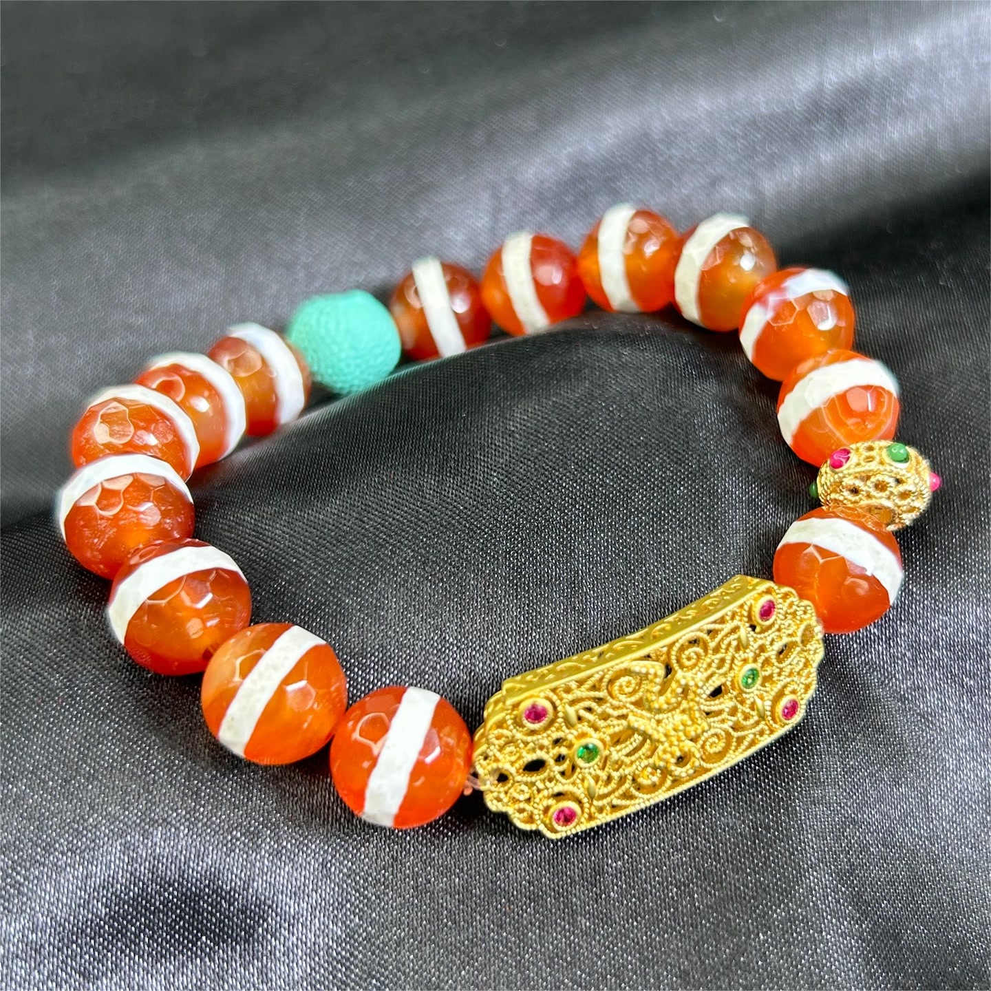 s583-柿子红一线T珠无事牌手串