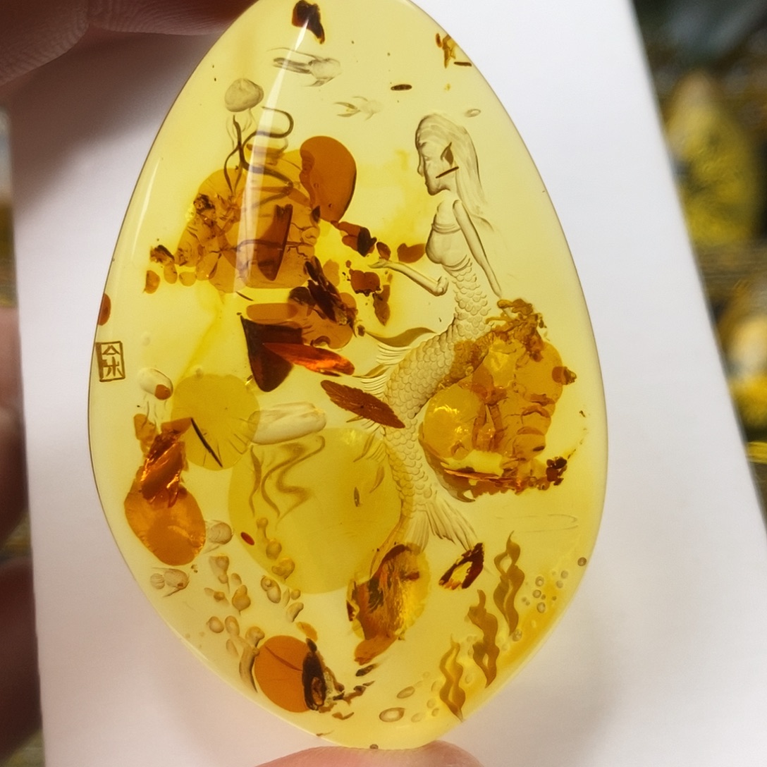 琥珀（花珀）未镶嵌吊坠(不含链)