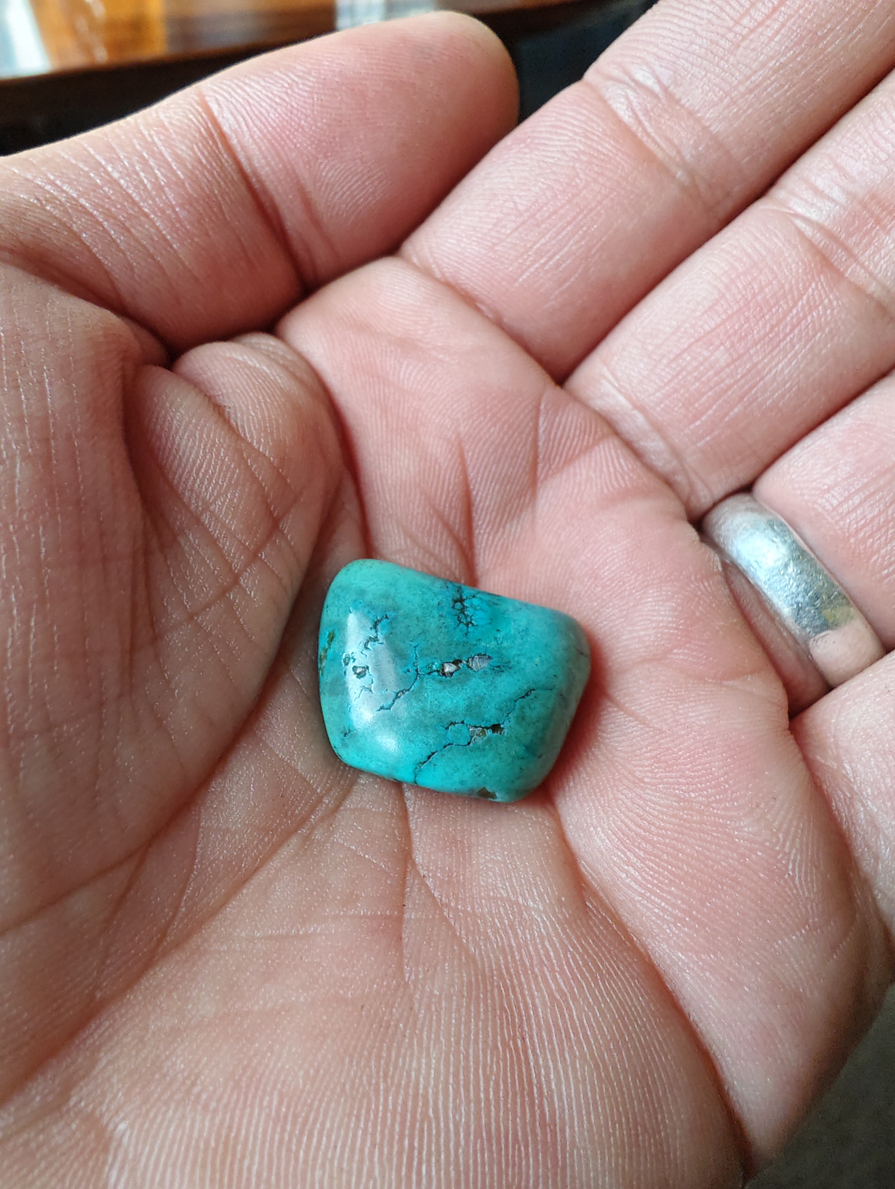 非金属陶瓷吊坠 藏系原矿扁形老松石