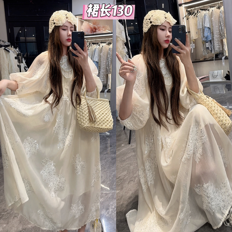 【梦幻花园】62691珠片刺绣千丝菊连衣裙配吊带+腰带