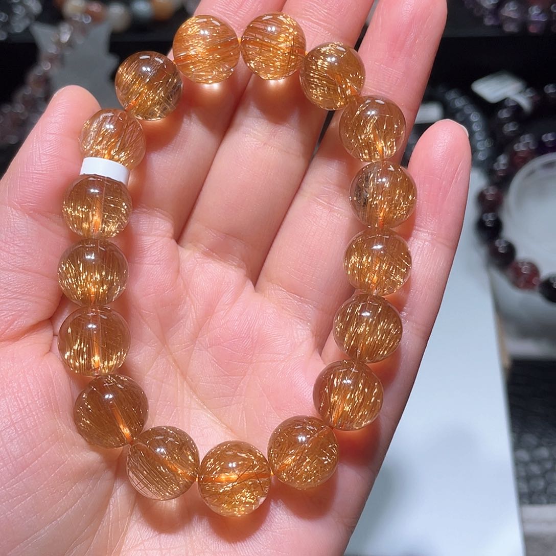 水晶手链未镶嵌?**?发晶手链，晶体通透