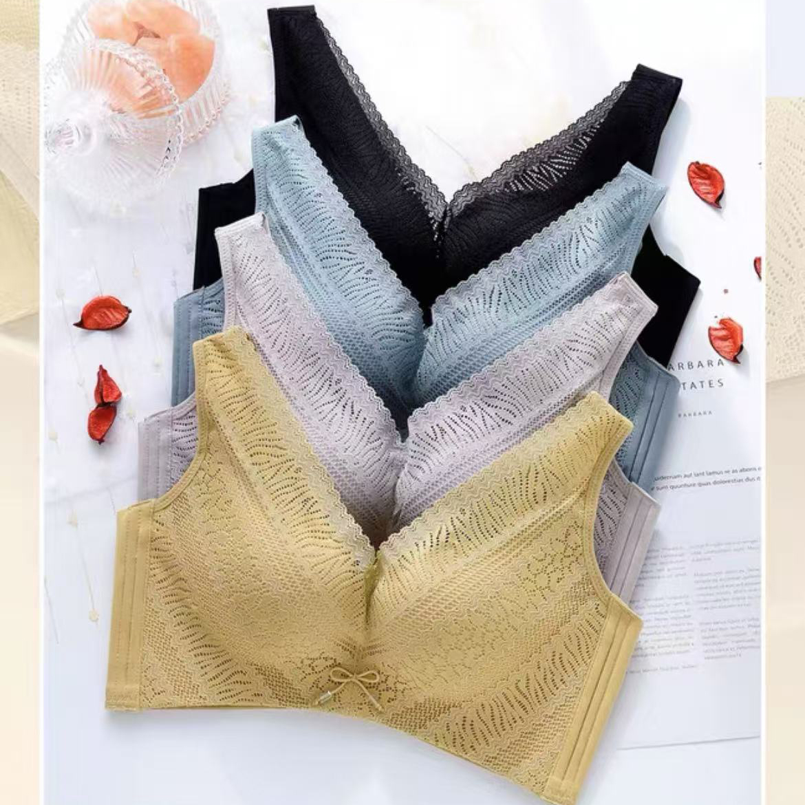 2052剪标女士内衣薄款无钢圈大胸显小聚拢舒适夏季文胸性感