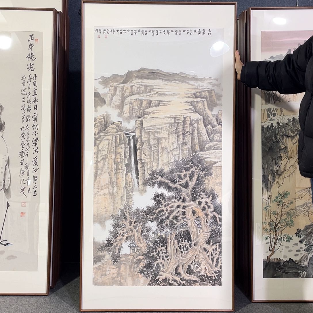 国画手绘画作品带框