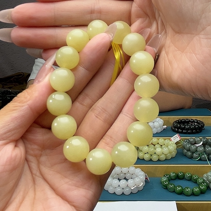 手链未镶嵌和田玉纯天然新疆若羌鸡油黄卡14