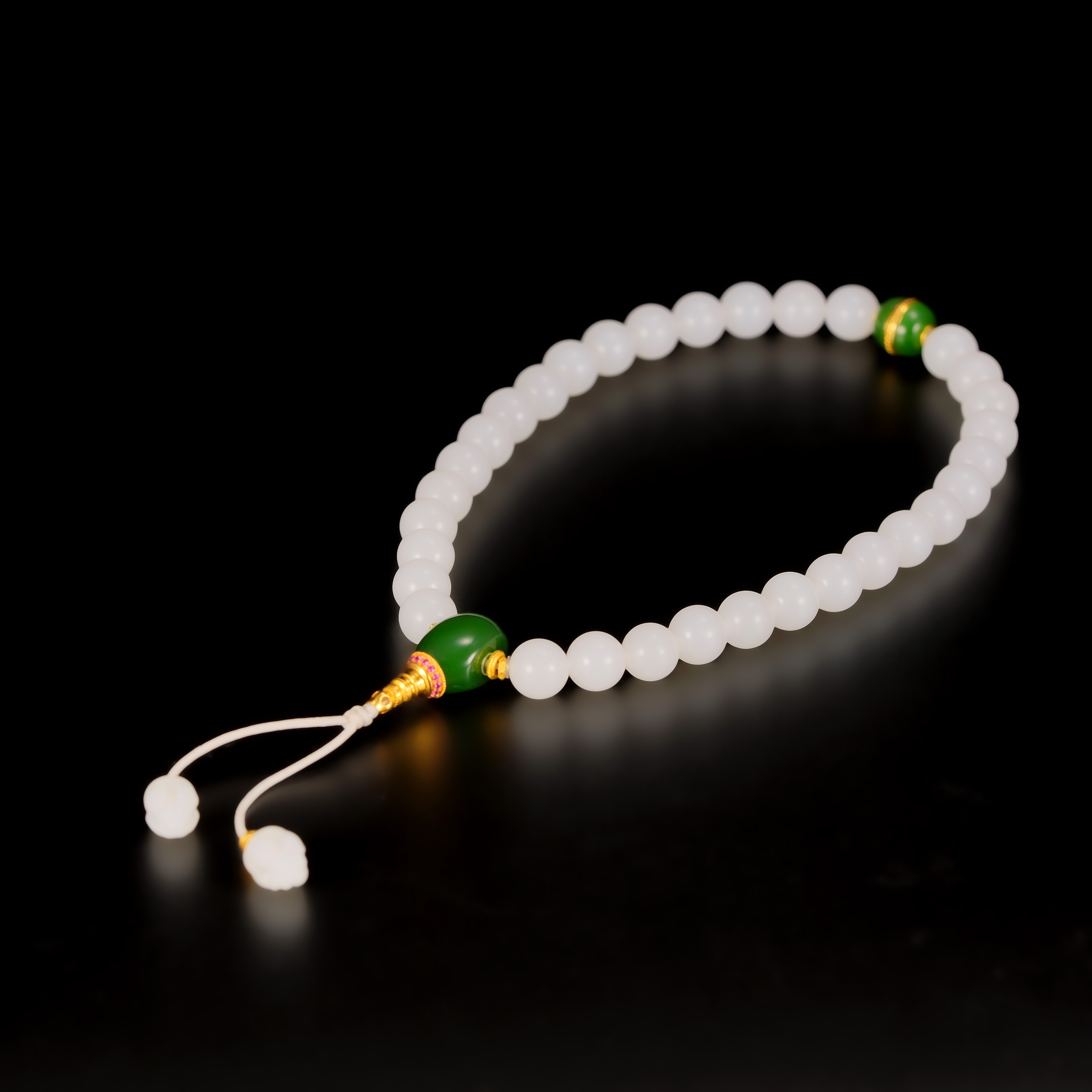 传世级 新疆和田玉白玉顶脂粉手持 8mm± 18K金 H121307